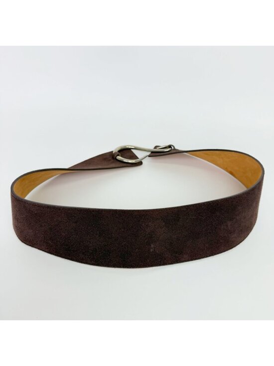 Loewe Suede Wide Hook Buckle Belt Brown Silver Vintage main image 6